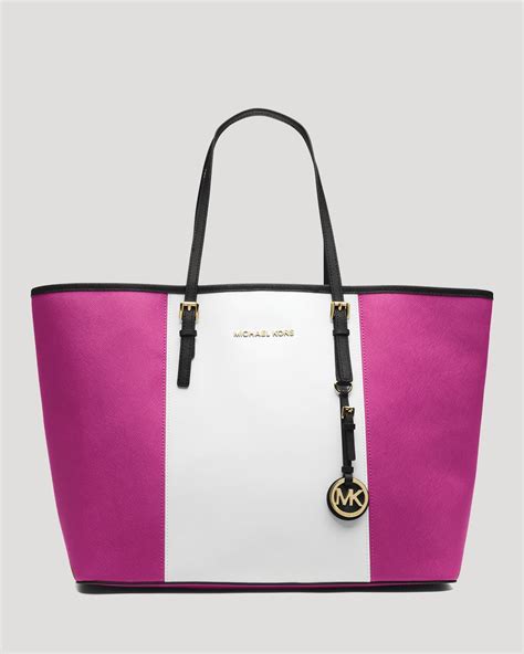 michael kors medium jet set striped travel tote|michael kors travel tote large.